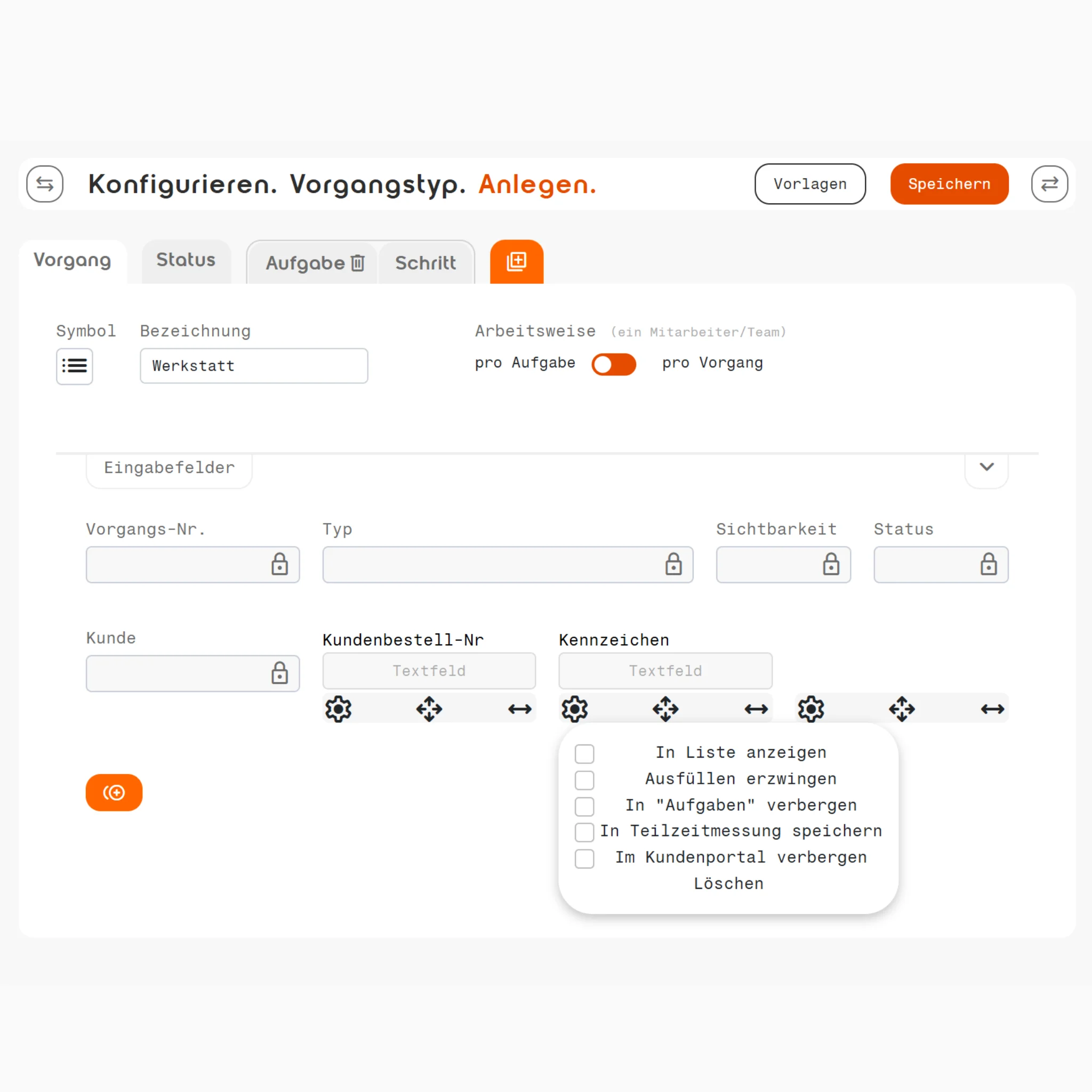 Konfigurationsmenü des ERP-Systems stepd für kleine und mittlere Unternehmen